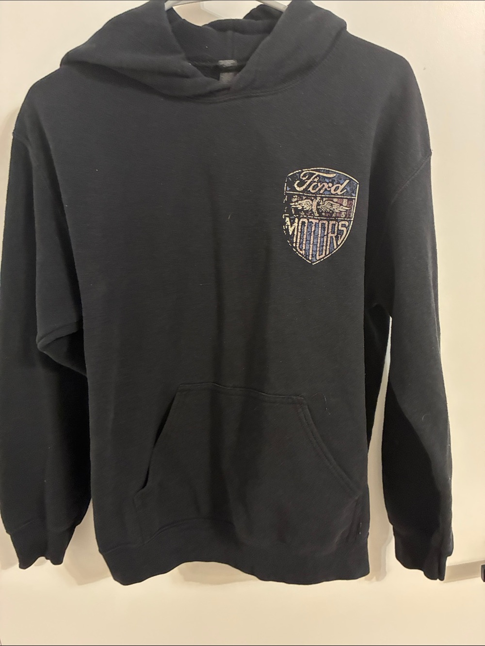 Gildan Black Hoodie with Ford Motors Shield Patch